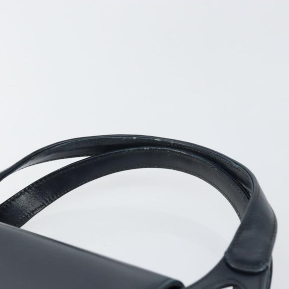 GUCCI Hand Bag Leather Navy Gold Auth ep11790