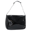 GUCCI Horsebit Shoulder Bag Enamel Black Silver Auth ep11794-1