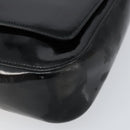 GUCCI Horsebit Shoulder Bag Enamel Black Silver Auth ep11794-9