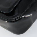 GUCCI Horsebit Shoulder Bag Enamel Black Silver Auth ep11794-14