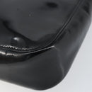 GUCCI Horsebit Shoulder Bag Enamel Black Silver Auth ep11794-15