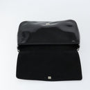 GUCCI Horsebit Shoulder Bag Enamel Black Silver Auth ep11794-17