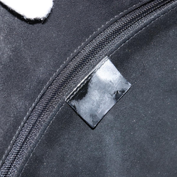 GUCCI Horsebit Shoulder Bag Enamel Black Silver Auth ep11794