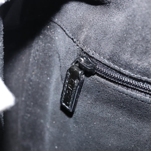 GUCCI Horsebit Shoulder Bag Enamel Black Silver Auth ep11794