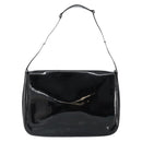 GUCCI Horsebit Shoulder Bag Enamel Black Silver Auth ep11794-13