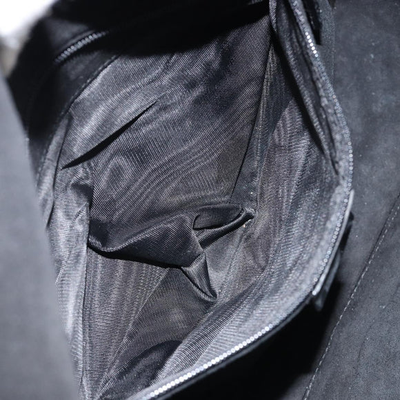 GUCCI Horsebit Shoulder Bag Enamel Black Silver Auth ep11794