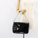 GUCCI Horsebit Shoulder Bag Enamel Black Silver Auth ep11794-22