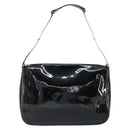 GUCCI Horsebit Shoulder Bag Enamel Black Silver Auth ep11794-2