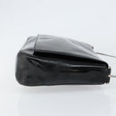 GUCCI Horsebit Shoulder Bag Enamel Black Silver Auth ep11794-3