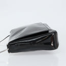 GUCCI Horsebit Shoulder Bag Enamel Black Silver Auth ep11794-4