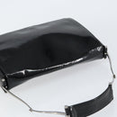 GUCCI Horsebit Shoulder Bag Enamel Black Silver Auth ep11794-6