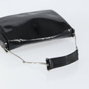 GUCCI Horsebit Shoulder Bag Enamel Black Silver Auth ep11794-7