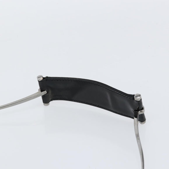 GUCCI Horsebit Shoulder Bag Enamel Black Silver Auth ep11794