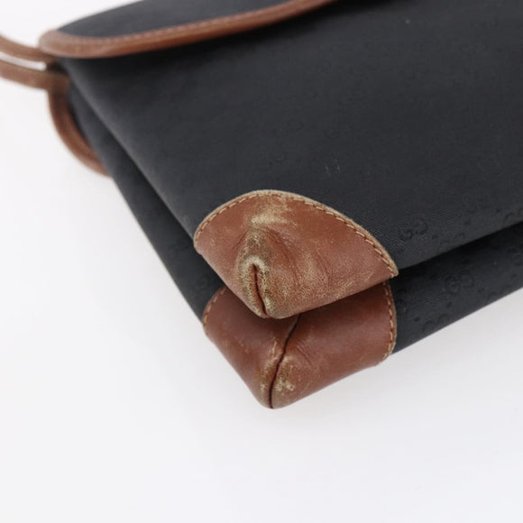 GUCCI Micro GG Supreme Shoulder Bag PVC Black Gold 007 92 5548 Auth ep11795