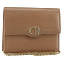 Christian Dior Chain Shoulder Bag Leather Beige Gold Auth ep11798-1