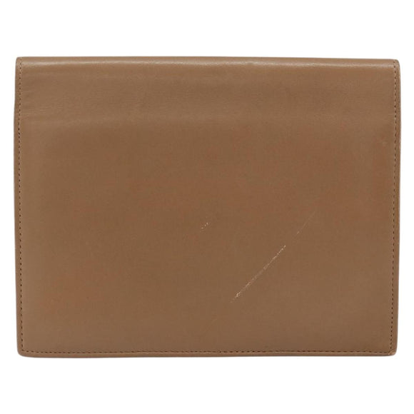 Christian Dior Chain Shoulder Bag Leather Beige Gold Auth ep11798