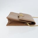 Christian Dior Chain Shoulder Bag Leather Beige Gold Auth ep11798-4
