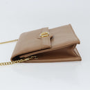 Christian Dior Chain Shoulder Bag Leather Beige Gold Auth ep11798-5