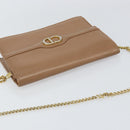 Christian Dior Chain Shoulder Bag Leather Beige Gold Auth ep11798-6