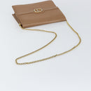 Christian Dior Chain Shoulder Bag Leather Beige Gold Auth ep11798-7