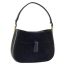 GUCCI Shoulder Bag Suede Navy Gold Auth ep11800-1