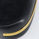 GUCCI Shoulder Bag Suede Navy Gold Auth ep11800-9