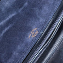 GUCCI Shoulder Bag Suede Navy Gold Auth ep11800-17