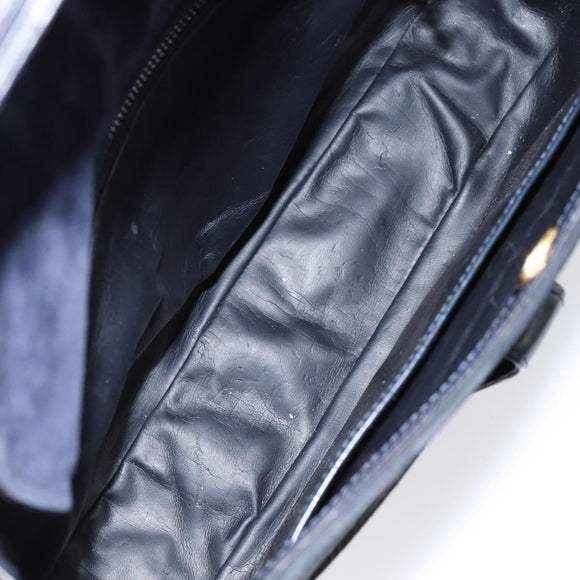 GUCCI Shoulder Bag Suede Navy Gold Auth ep11800