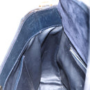 GUCCI Shoulder Bag Suede Navy Gold Auth ep11800-19
