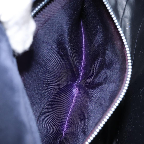 GUCCI Shoulder Bag Suede Navy Gold Auth ep11800