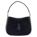 GUCCI Shoulder Bag Suede Navy Gold Auth ep11800-13