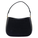 GUCCI Shoulder Bag Suede Navy Gold Auth ep11800-2