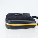 GUCCI Shoulder Bag Suede Navy Gold Auth ep11800-3