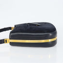 GUCCI Shoulder Bag Suede Navy Gold Auth ep11800-4