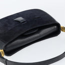 GUCCI Shoulder Bag Suede Navy Gold Auth ep11800-6
