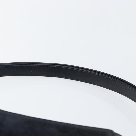 GUCCI Shoulder Bag Suede Navy Gold Auth ep11800
