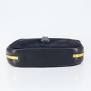 GUCCI Shoulder Bag Suede Navy Gold Auth ep11800-5