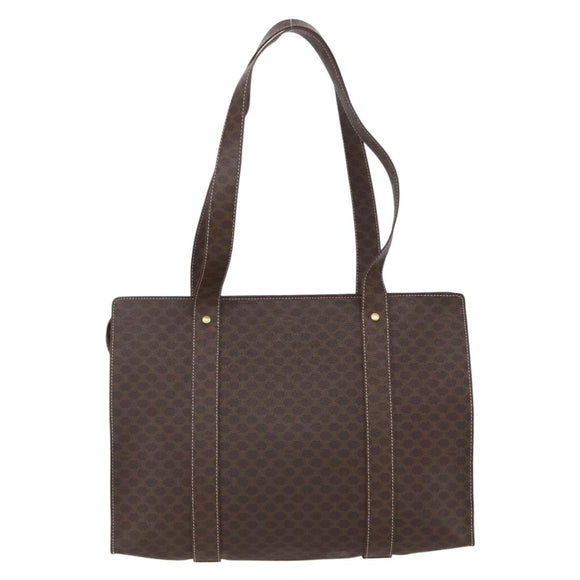 CELINE Macadam Canvas Tote Bag PVC Brown Gold Auth ep11810
