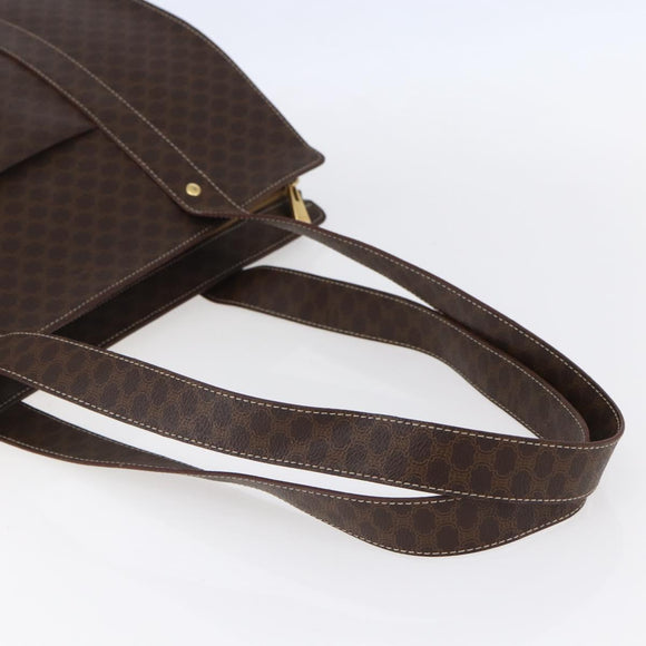 CELINE Macadam Canvas Tote Bag PVC Brown Gold Auth ep11810