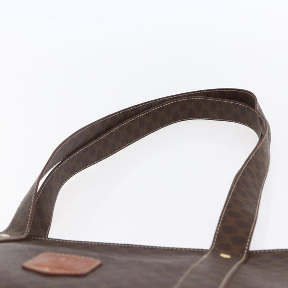 CELINE Macadam Canvas Tote Bag PVC Brown Gold Auth ep11810