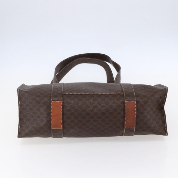 CELINE Macadam Canvas Tote Bag PVC Brown Gold Auth ep11810