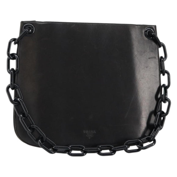 PRADA Shoulder Bag Leather Black Auth ep11820
