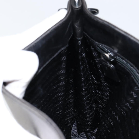 PRADA Shoulder Bag Leather Black Auth ep11820