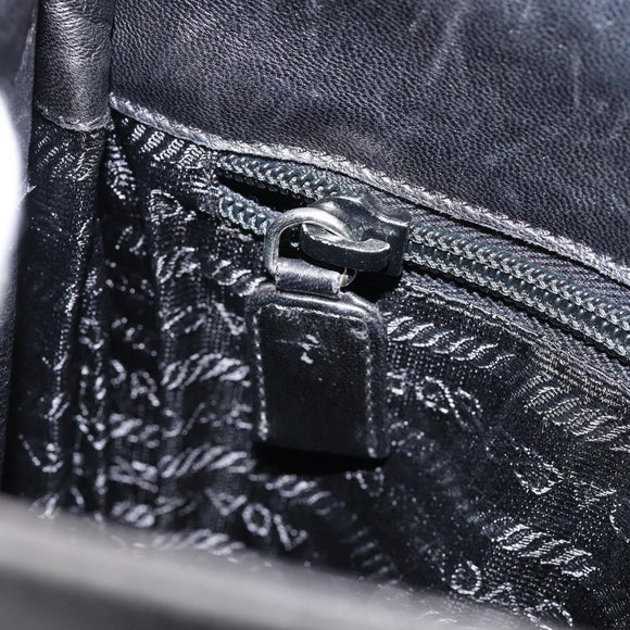 PRADA Shoulder Bag Leather Black Auth ep11820