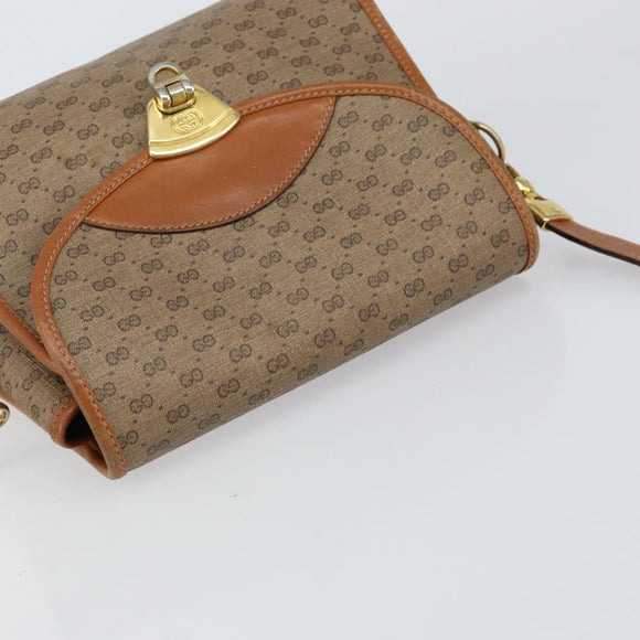 GUCCI Micro GG Supreme Shoulder Bag PVC Gold Beige Auth ep11821