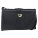 Christian Dior Shoulder Bag Leather Black Gold Auth ep11826-1