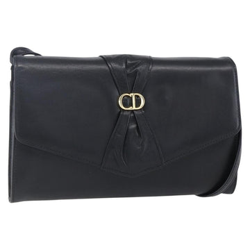Christian Dior Shoulder Bag Leather Black Gold Auth ep11826