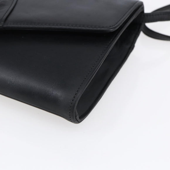 Christian Dior Shoulder Bag Leather Black Gold Auth ep11826