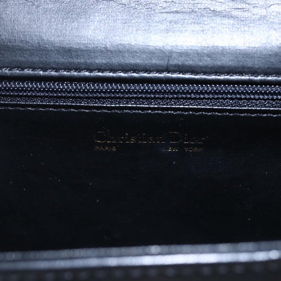 Christian Dior Shoulder Bag Leather Black Gold Auth ep11826