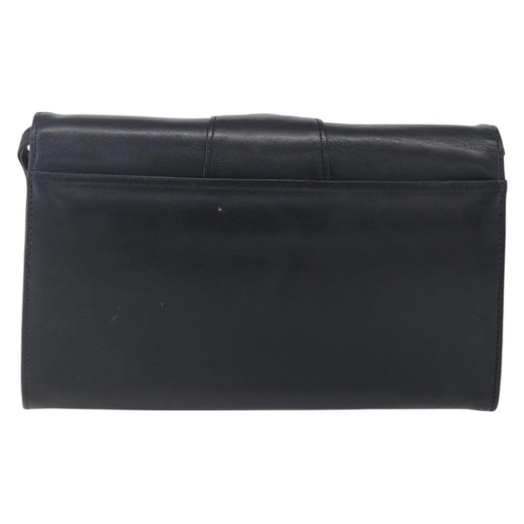 Christian Dior Shoulder Bag Leather Black Gold Auth ep11826